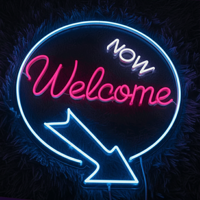 Welcome Neon Sign – Bright LED Neon Light for Business Wall Décor, Restaurants, Salons, Bars, Cafés & Shops | Moodsweave