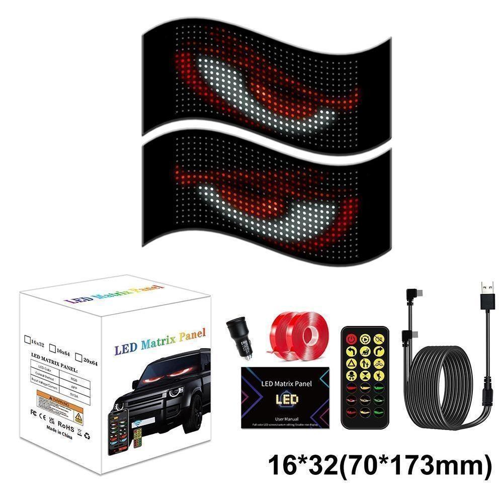 Devil Eyes LED Car Lights Flexible LED Car Sign Display – LED Car Window Screen, Waterproof RGB Scrolling Message Board for Cars, SUVs & Trucks MOODSWEAVE