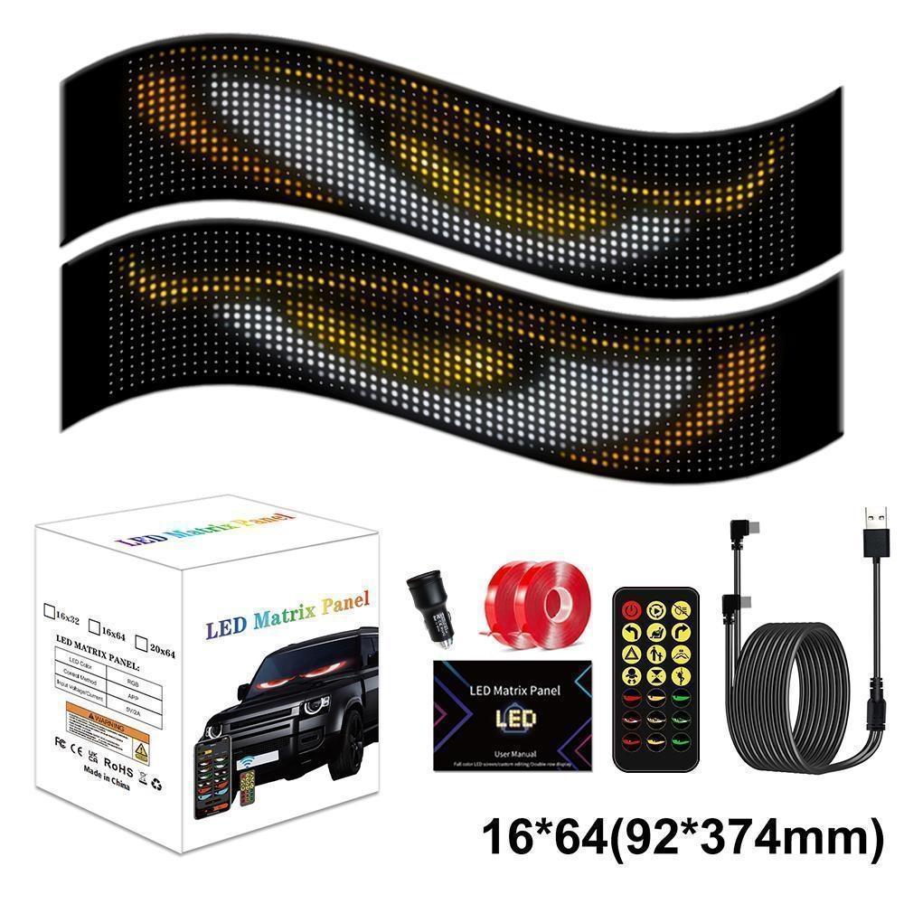 Devil Eyes LED Car Lights Flexible LED Car Sign Display – LED Car Window Screen, Waterproof RGB Scrolling Message Board for Cars, SUVs & Trucks MOODSWEAVE