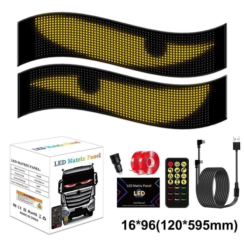 Devil Eyes LED Car Lights Flexible LED Car Sign Display – LED Car Window Screen, Waterproof RGB Scrolling Message Board for Cars, SUVs & Trucks MOODSWEAVE