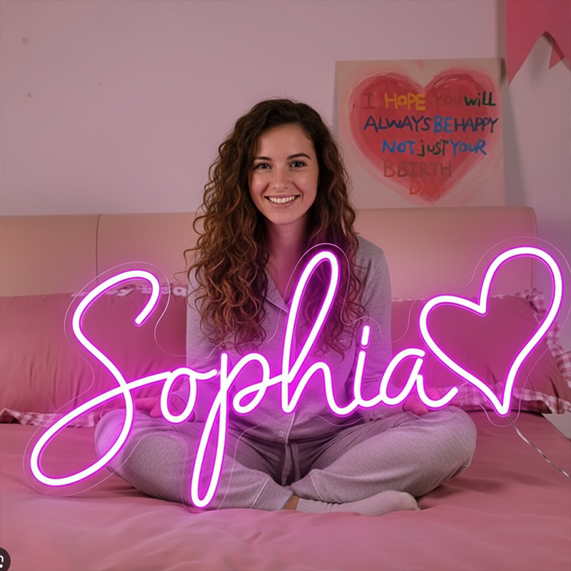 Custom Name & Letter Neon Sign – Personalized LED Neon Light with Free Design for Bedroom, Birthday Party & Home Wall Décor | Moodsweave
