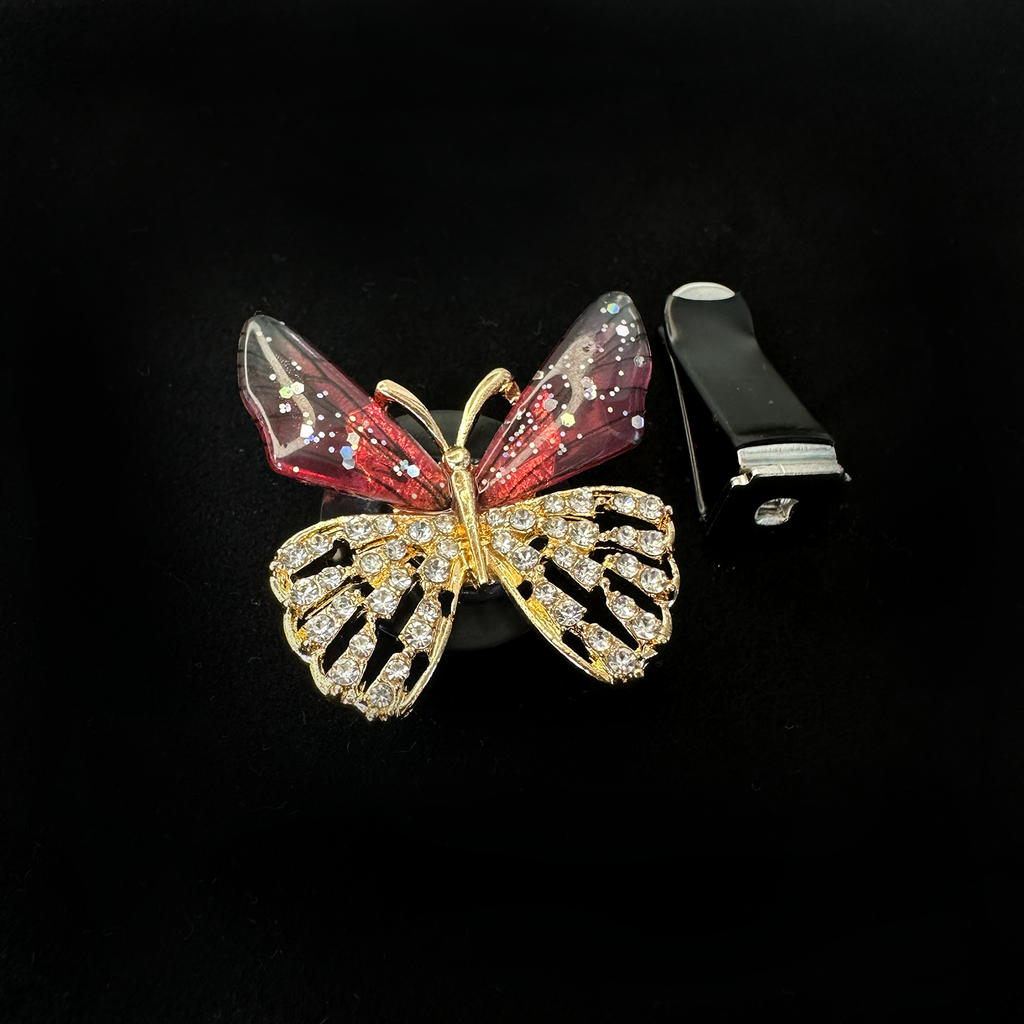 Red Butterfly Car Vent Clip Air Freshener – Rhinestone Wing Bling Aromatherapy Diffuser | Aesthetic Luxury Car Accessory for Women Moodsweave