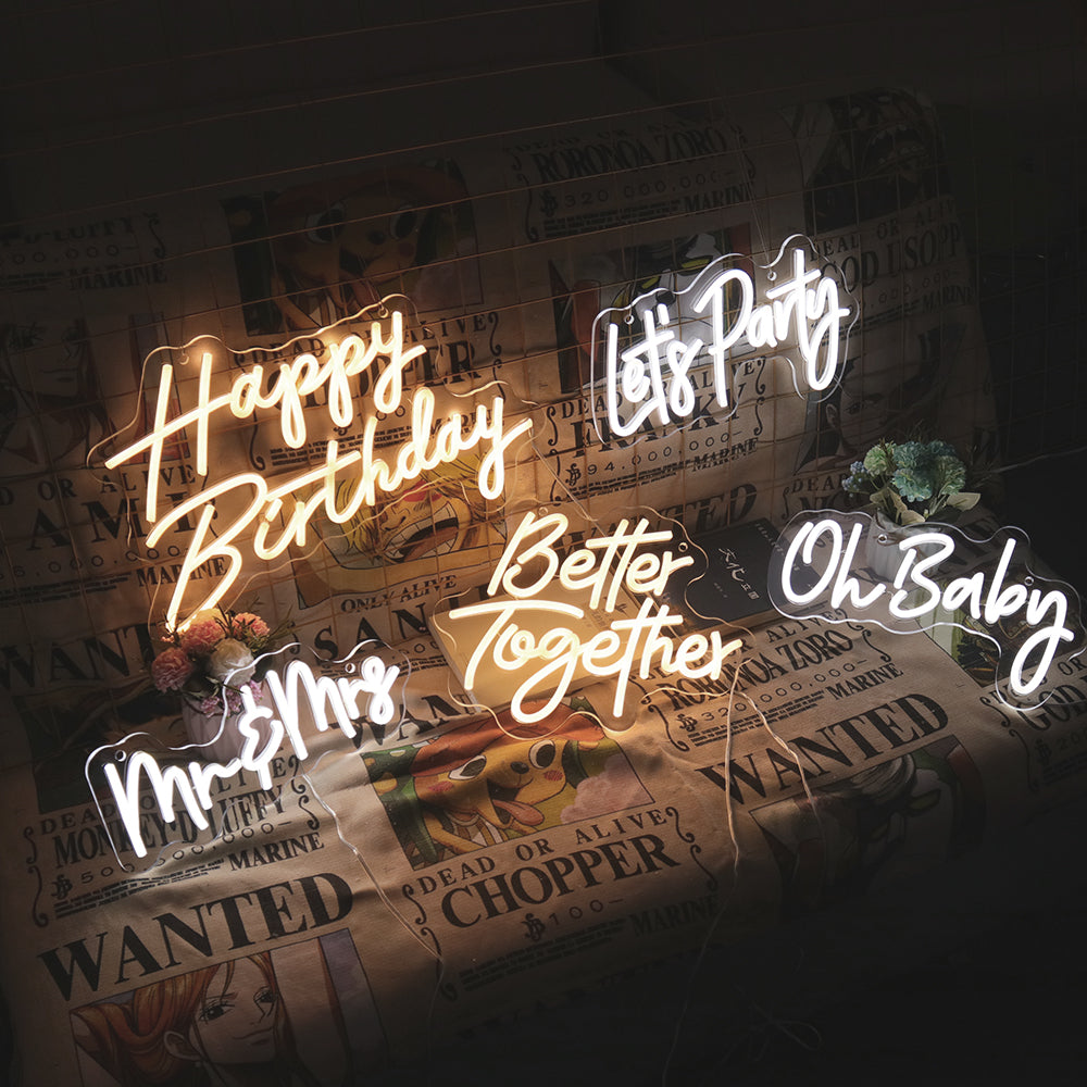 MOODSWEAVE Custom Neon Sign Happy Birthday Neon Lights Decorate Party for Her Customizable Surprise Gifts