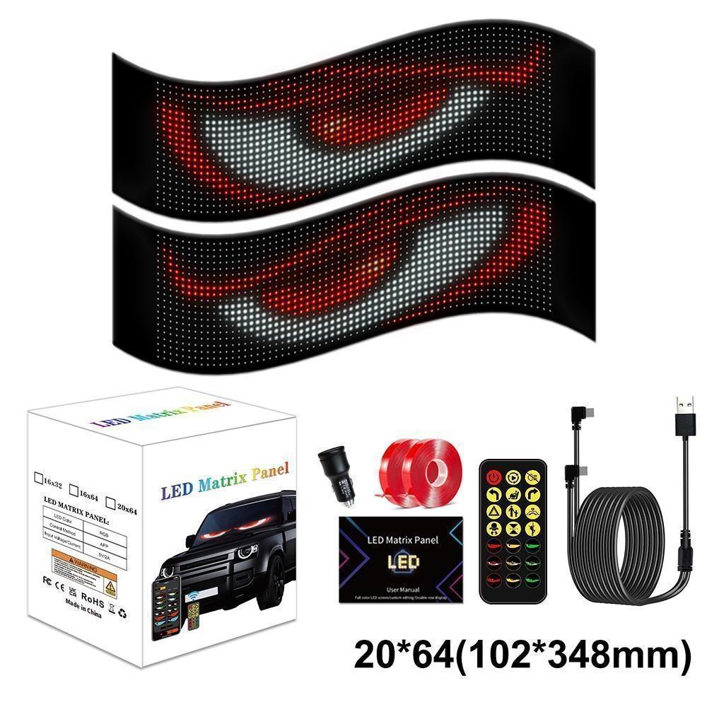 Devil Eyes LED Car Lights Flexible LED Car Sign Display – LED Car Window Screen, Waterproof RGB Scrolling Message Board for Cars, SUVs & Trucks MOODSWEAVE