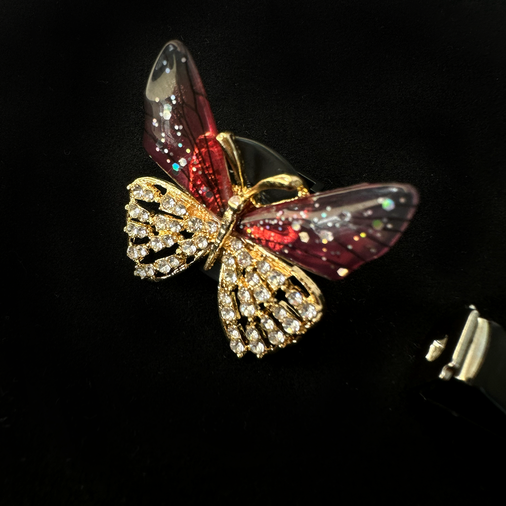 Red Butterfly Car Vent Clip Air Freshener – Rhinestone Wing Bling Aromatherapy Diffuser | Aesthetic Luxury Car Accessory for Women Moodsweave