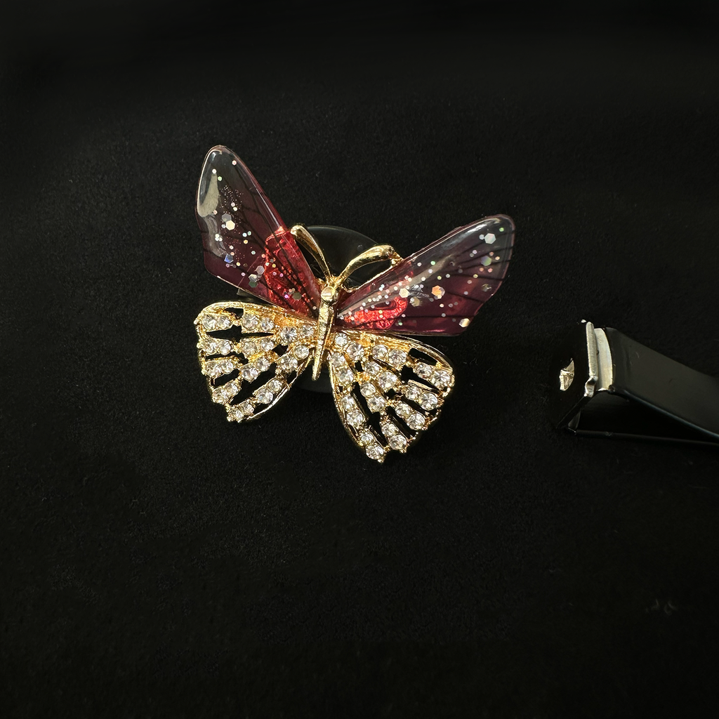 Red Butterfly Car Vent Clip Air Freshener – Rhinestone Wing Bling Aromatherapy Diffuser | Aesthetic Luxury Car Accessory for Women Moodsweave