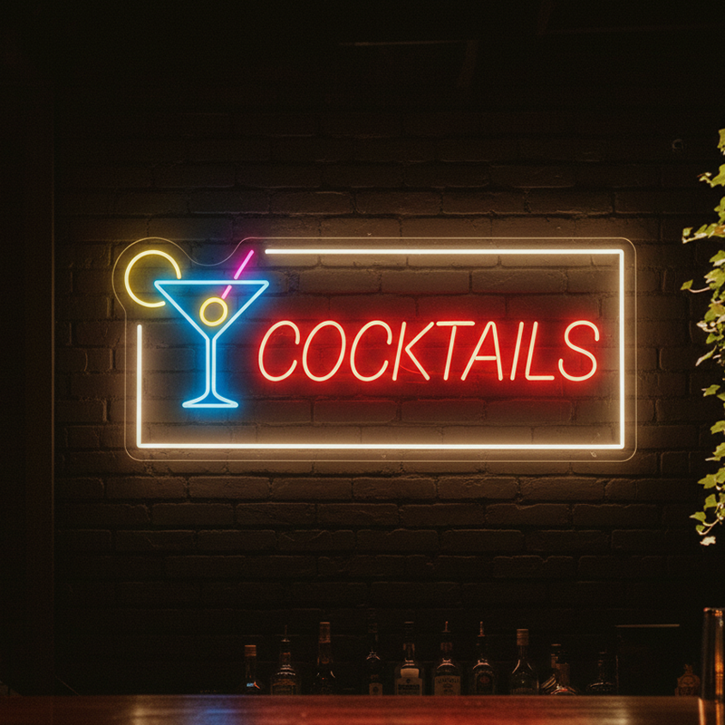 Cocktails Neon Sign – Dimmable LED Neon Bar Light for Home Bar, Pub, Man Cave & Club Décor | Moodsweave