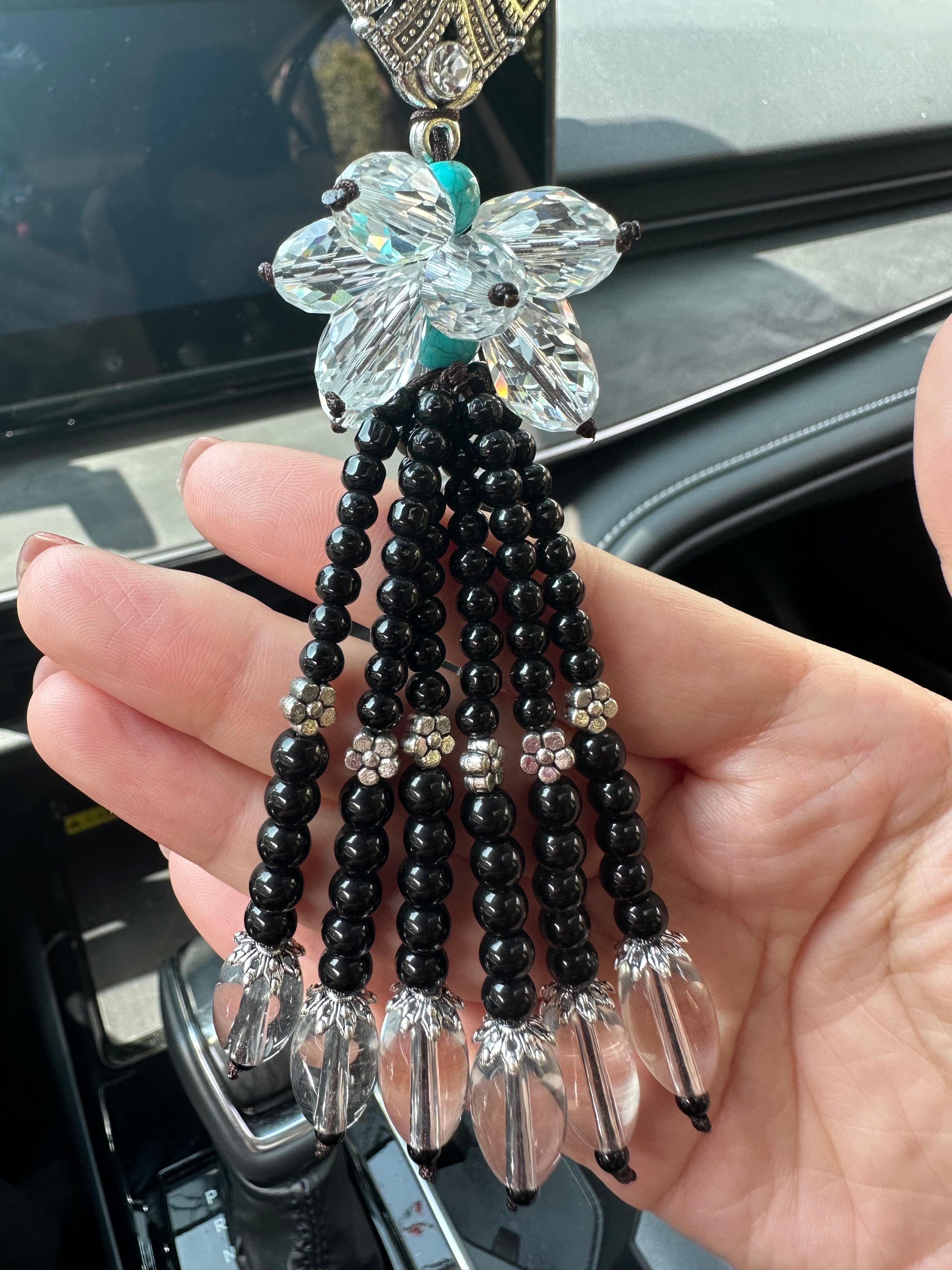 Custom Rhinestone Cross Rearview Mirror Charm – Christian Cross Car Hanging Ornament | Faith-Inspired Car Accessories
