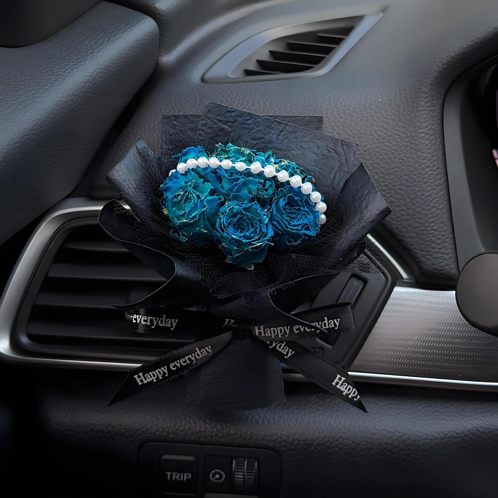 Handmade Preserved Rose Car Vent Clip – Real Dried Flower Bouquet Air Vent Decor, Luxury Auto Interior Accessory, Long-Lasting Floral Car Ornament MOODSWEAVE