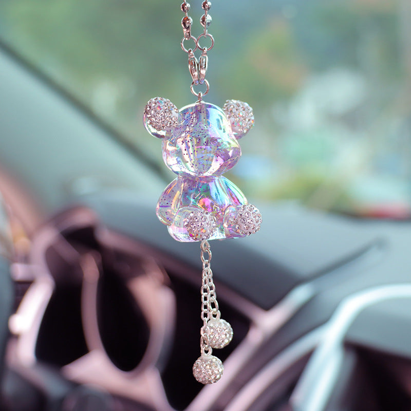 Glossy Purple Bear Car Mirror Charm – Cute Aesthetic Rearview Mirror Hanging Accessory for Women | Kawaii Car Decor Gift Moodsweave