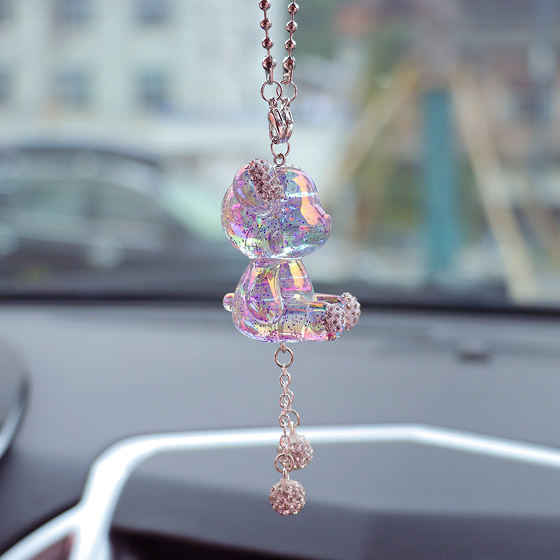 Glossy Purple Bear Car Mirror Charm – Cute Aesthetic Rearview Mirror Hanging Accessory for Women | Kawaii Car Decor Gift Moodsweave