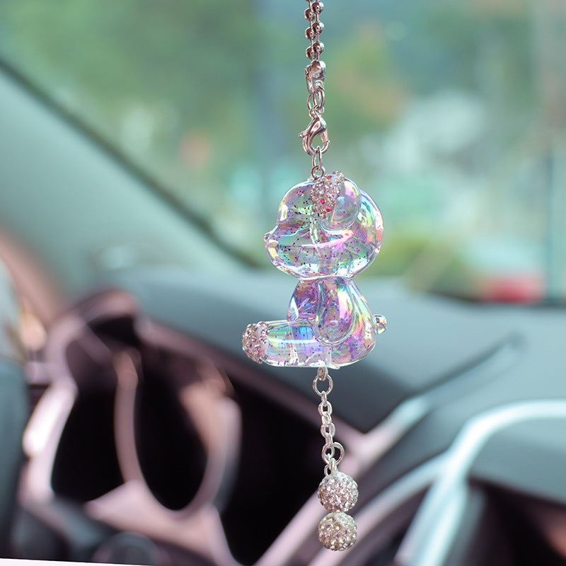 Glossy Purple Bear Car Mirror Charm – Cute Aesthetic Rearview Mirror Hanging Accessory for Women | Kawaii Car Decor Gift Moodsweave