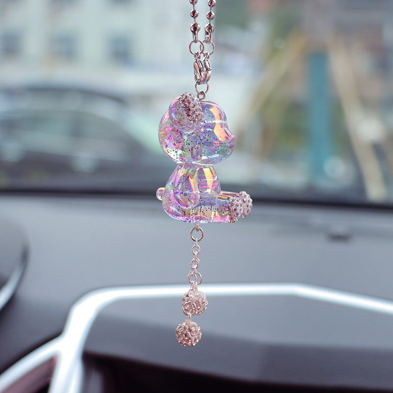 Glossy Purple Bear Car Mirror Charm – Cute Aesthetic Rearview Mirror Hanging Accessory for Women | Kawaii Car Decor Gift Moodsweave