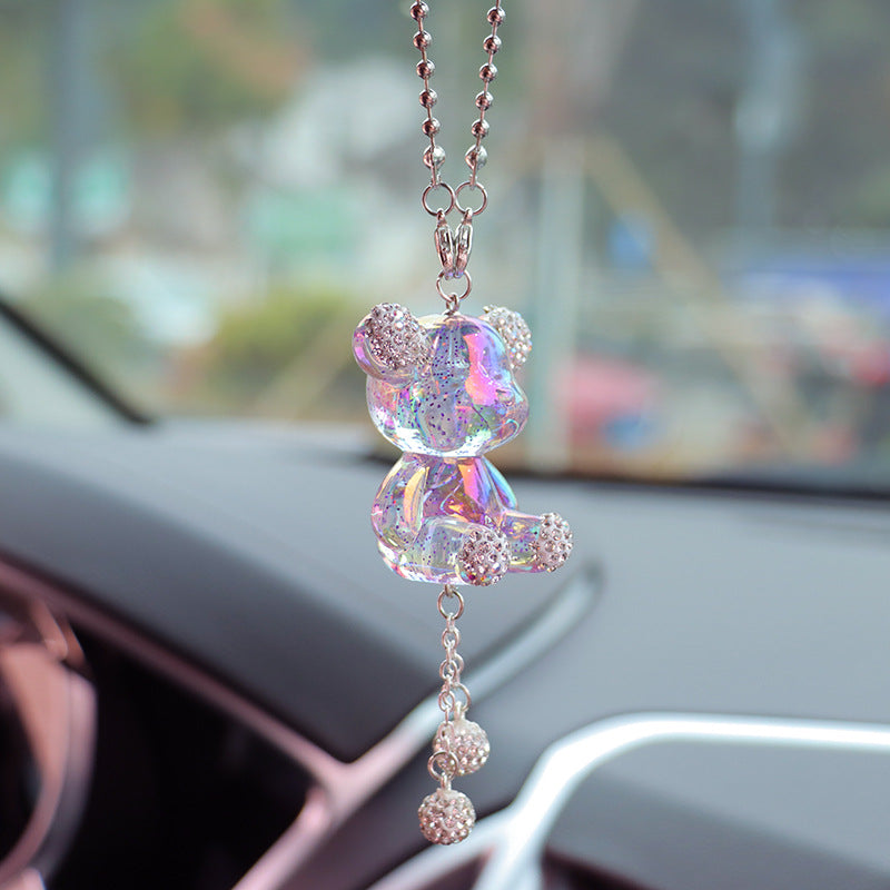 Glossy Purple Bear Car Mirror Charm – Cute Aesthetic Rearview Mirror Hanging Accessory for Women | Kawaii Car Decor Gift Moodsweave