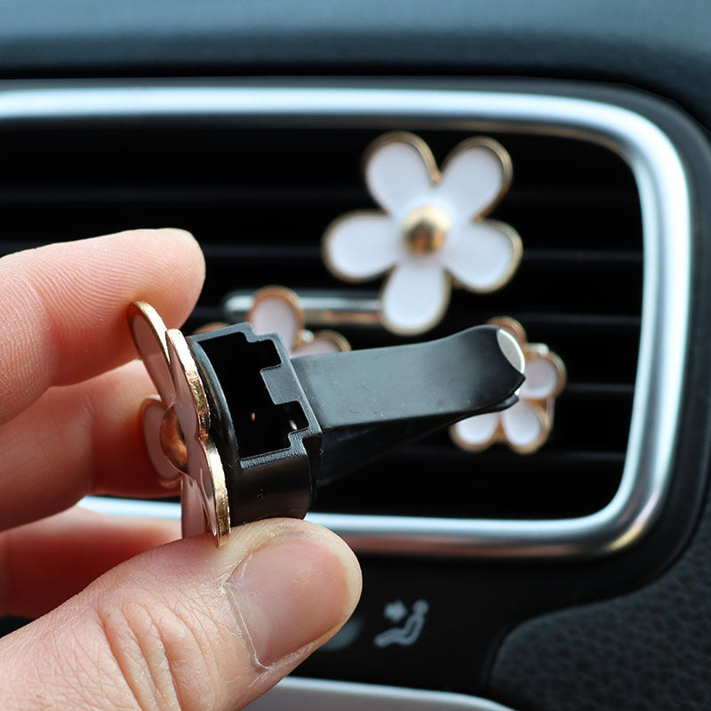 Elegant White Flower Car Vent Clips (Set of 4) – Minimalist Floral Air Vent Decor for Women | Chic Aesthetic Car Accessories Interior Moodsweave