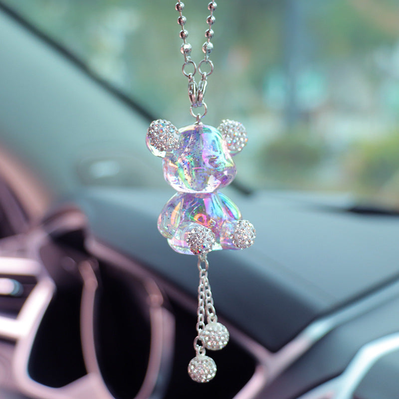 Glossy Purple Bear Car Mirror Charm – Cute Aesthetic Rearview Mirror Hanging Accessory for Women | Kawaii Car Decor Gift Moodsweave