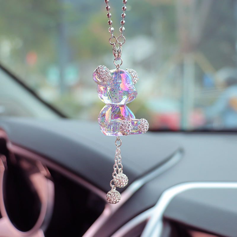 Glossy Purple Bear Car Mirror Charm – Cute Aesthetic Rearview Mirror Hanging Accessory for Women | Kawaii Car Decor Gift Moodsweave