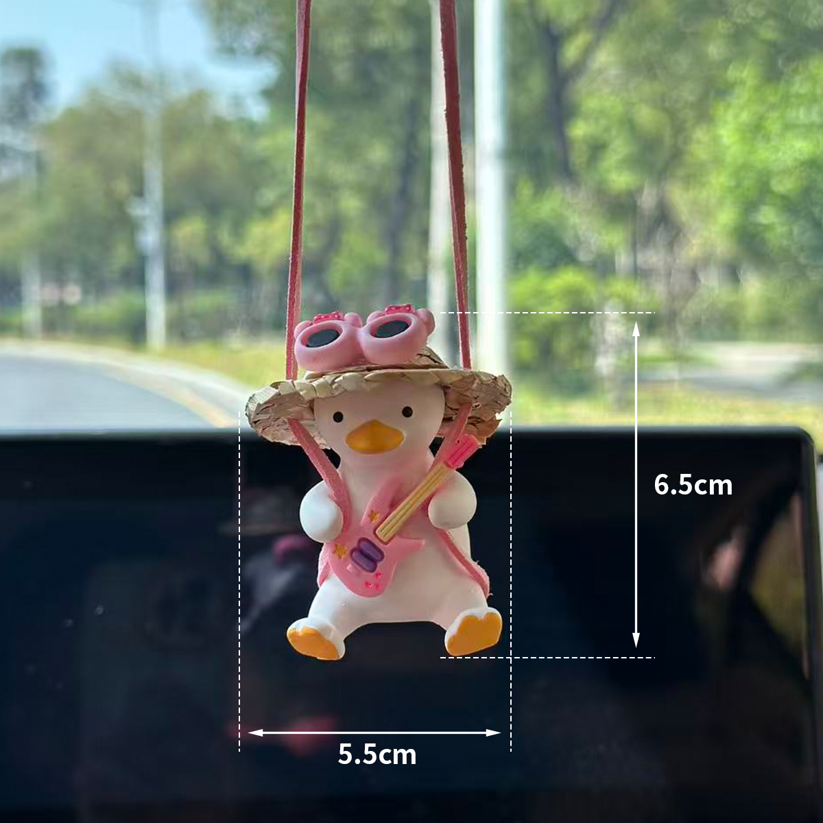 Guitar Duck Car Mirror Charm – Cute Duck Playing Guitar Rearview Mirror Hanging Ornament, Funny Car Accessory, Unique Gift for Music Lovers MOODSWEAVE